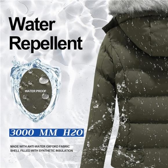 Hooded Warm Winter Coat Quilted Thicken Puffer Jacket with‎ Removable Fur Hood - Picture 6 of 7